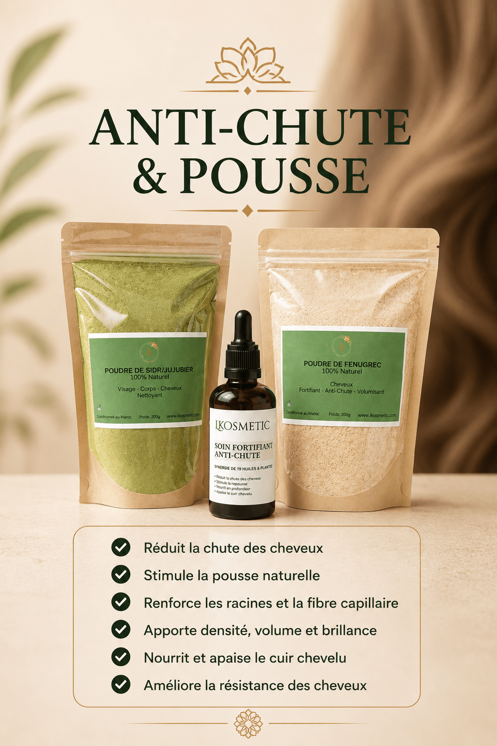 Pack cheveux anti - chute & pousse - LKosmetic