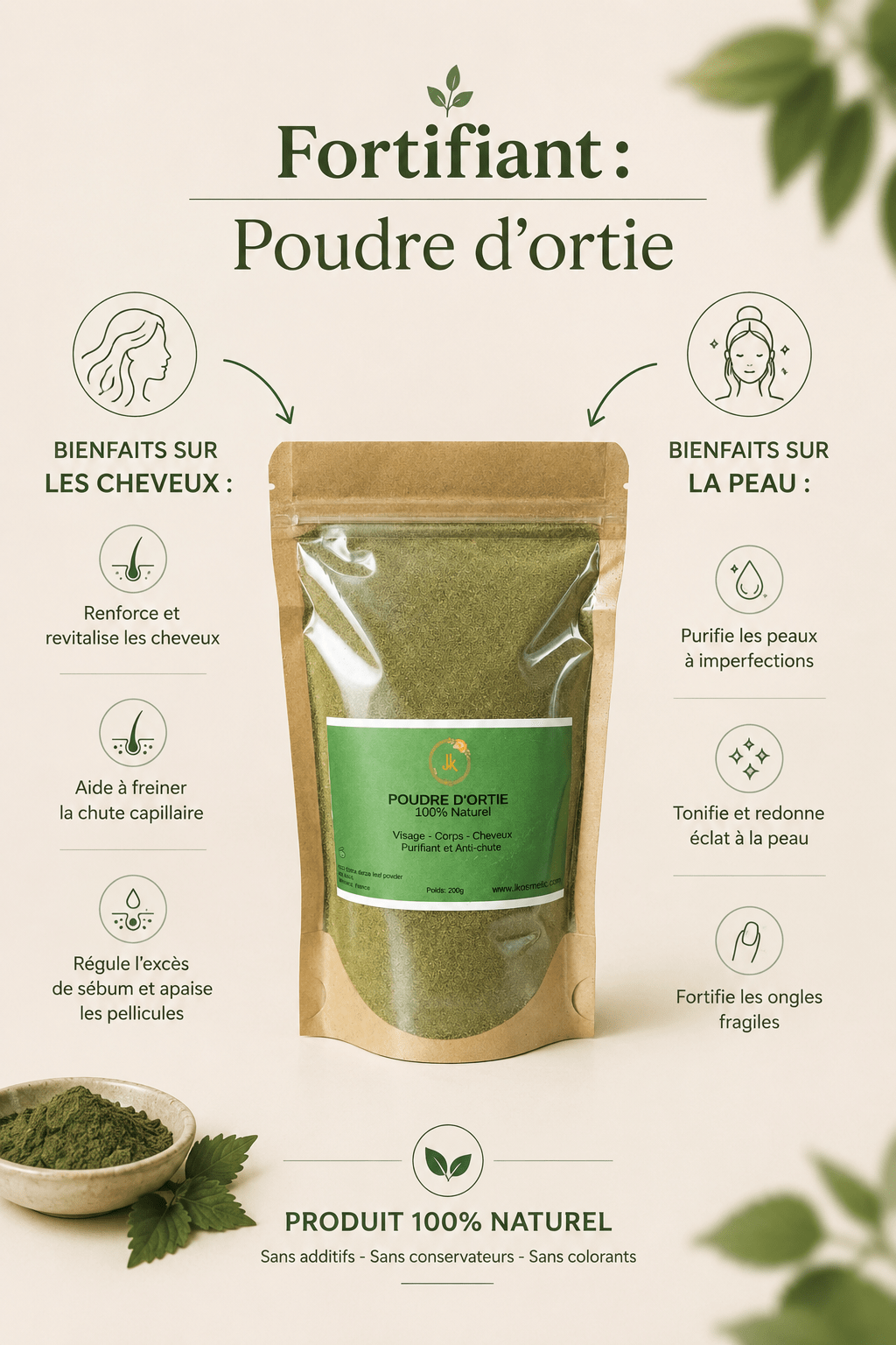 Poudre d’Ortie - Fortifiant - LKosmetic