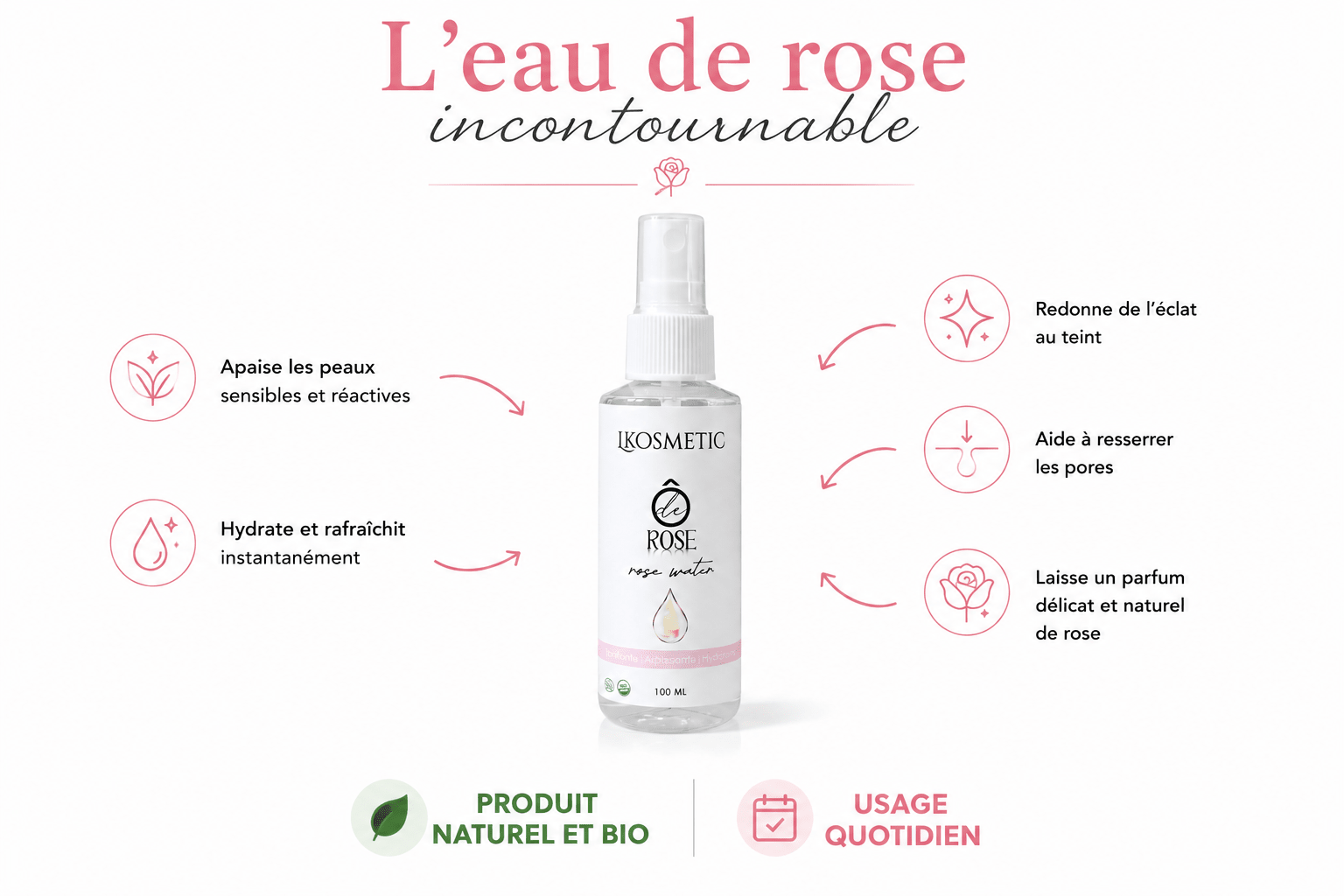 Eau de rose - Tonifiant - LKosmetic