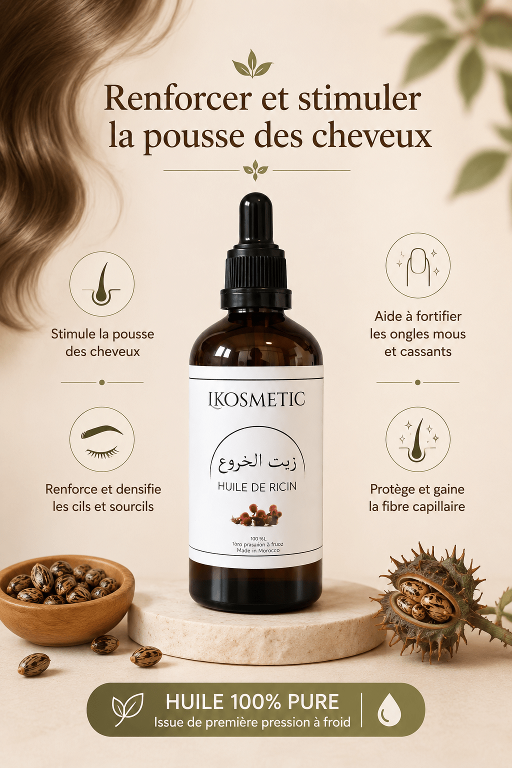 Huile de ricin - Fortifiant cheveux - LKosmetic